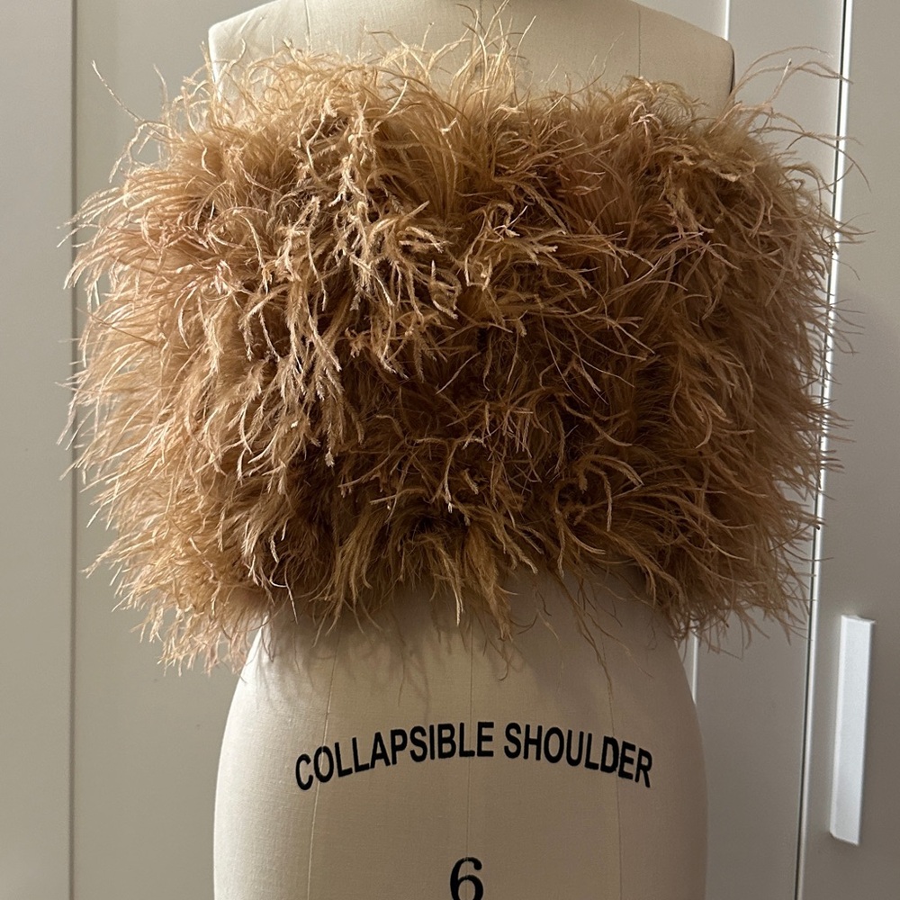 Feathered Tan Tube Top